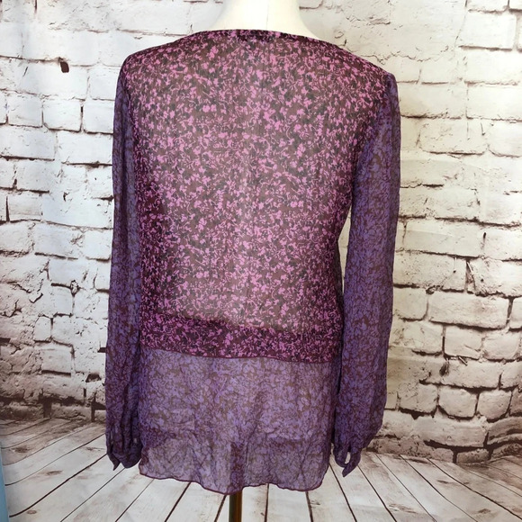 CAbi #823 Sonnet Silk Boho Sheer Floral Print‎ Top - Picture 6 of 8